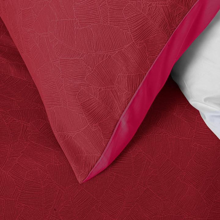 Zenoni & ColombiCompleto Copriletto Con Federe In Cotone Jacquard Giungla Bordeaux