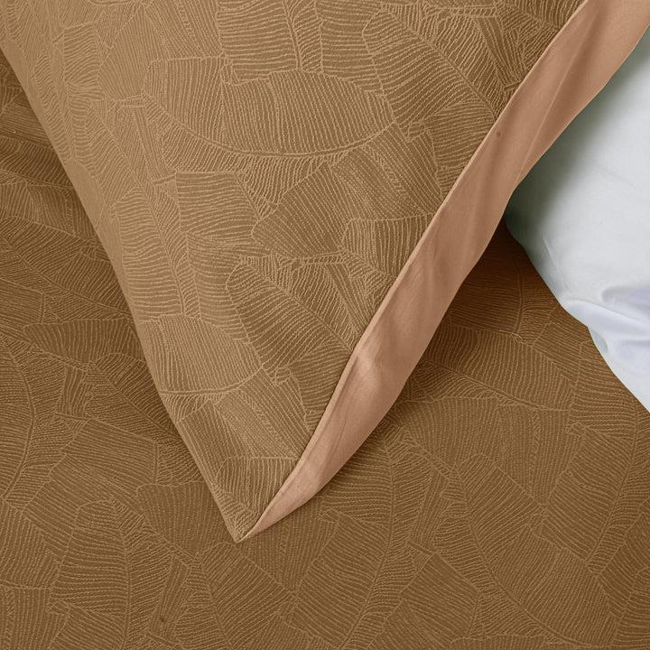 Zenoni & ColombiCompleto Copriletto Con Federe In Cotone Jacquard Giungla Nocciola