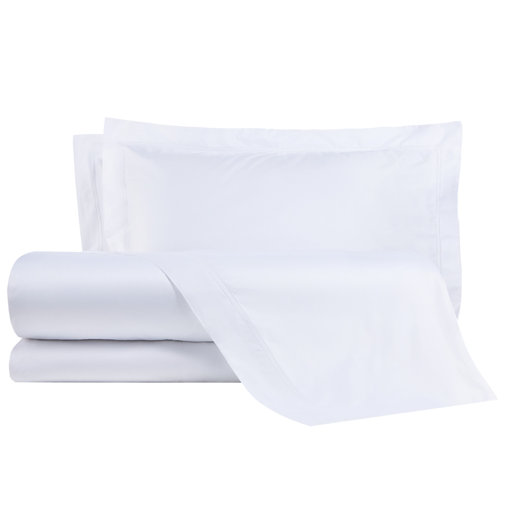 Zenoni & ColombiCompleto Lenzuola in 100% Raso di Cotone Doppio Orlo a Giorno