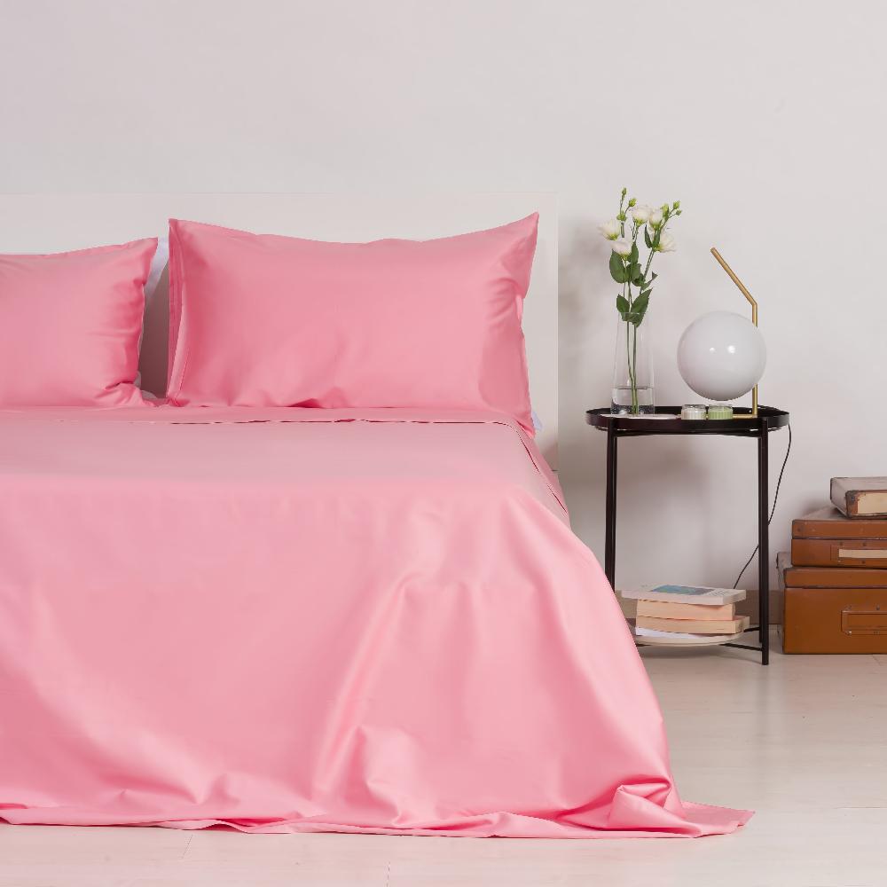 Zenoni & ColombiCompleto Lenzuola in 100% Raso di Cotone Rosa Corallo