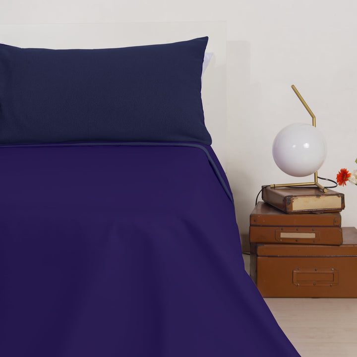 Zenoni & ColombiCompleto Lenzuola Matrimoniale Con Balza In Jacquard Keppler Prugna