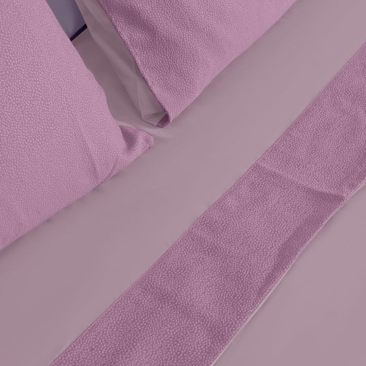 Zenoni & ColombiCompleto Lenzuola Matrimoniale Con Balza In Jacquard Keppler Lilla