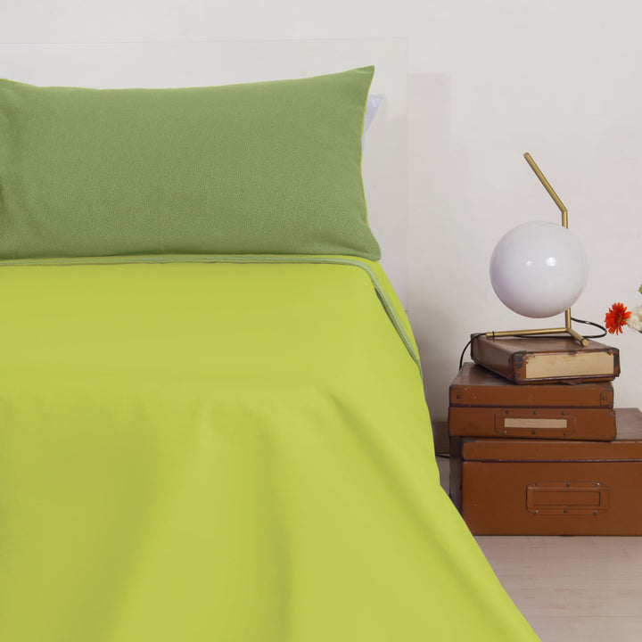 Zenoni & ColombiCompleto Lenzuola Matrimoniale Con Balza In Jacquard Keppler Verde Lime