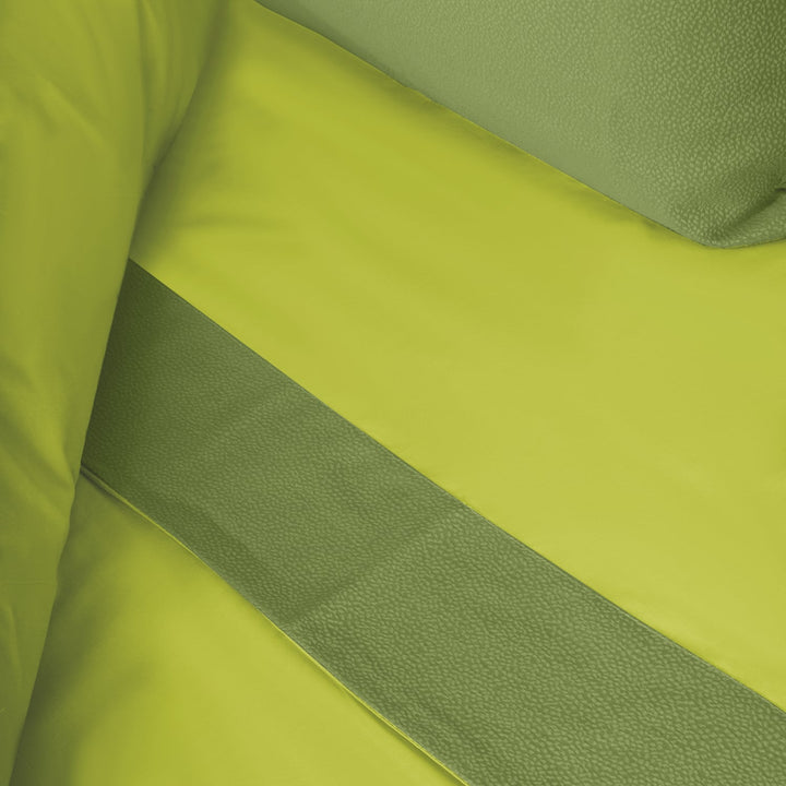 Zenoni & ColombiCompleto Lenzuola Matrimoniale Con Balza In Jacquard Keppler Verde Lime