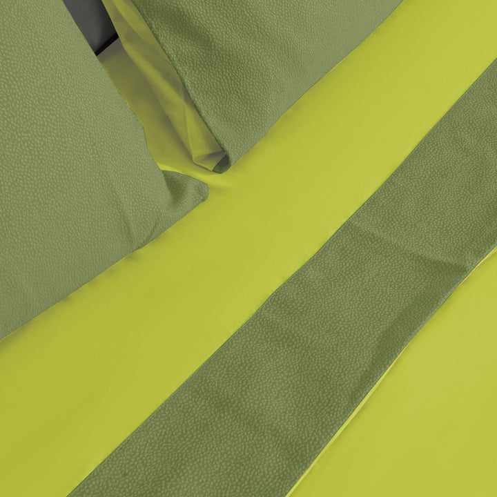 Zenoni & ColombiCompleto Lenzuola Matrimoniale Con Balza In Jacquard Keppler Verde Lime