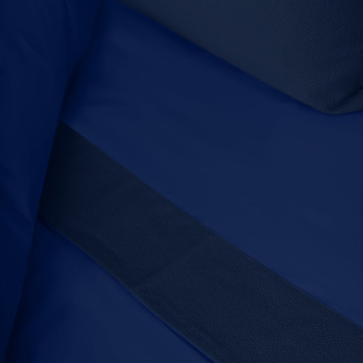 Zenoni & ColombiCompleto Lenzuola Matrimoniale Con Balza In Jacquard Keppler Blu