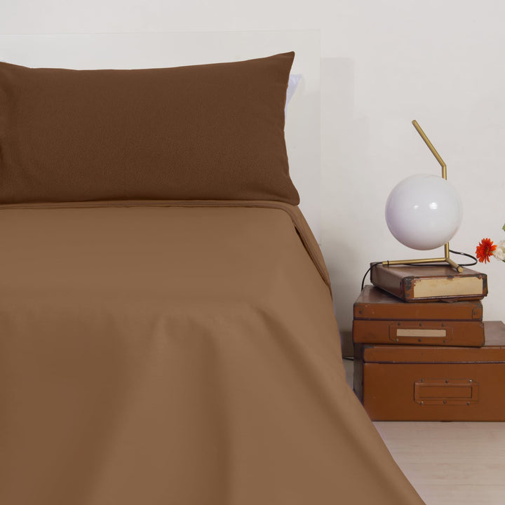 Zenoni & ColombiCompleto Lenzuola Matrimoniale Con Balza In Jacquard Keppler Nocciola