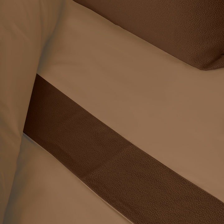 Zenoni & ColombiCompleto Lenzuola Matrimoniale Con Balza In Jacquard Keppler Nocciola