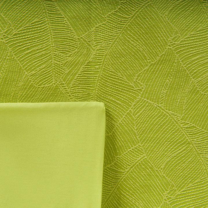 Zenoni & ColombiCompleto Lenzuola Matrimoniale Con Balza In Jacquard Giungla Verde Mela