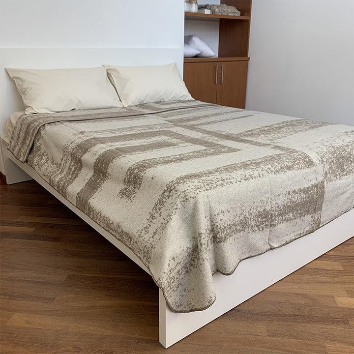 Zenoni & ColombiCoperta In Misto Lana Con Bordo A Punto Cavallo Nassau Beige