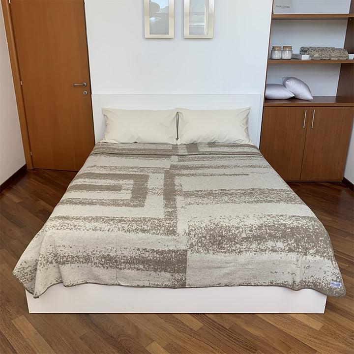 Zenoni & ColombiCoperta In Misto Lana Con Bordo A Punto Cavallo Nassau Beige