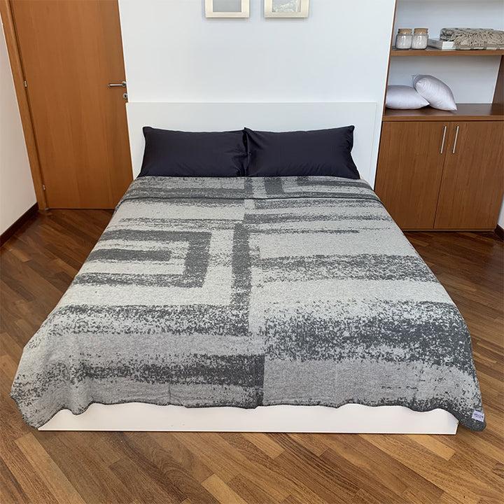 Zenoni & ColombiCoperta In Misto Lana Con Bordo A Punto Cavallo Nassau Grigio