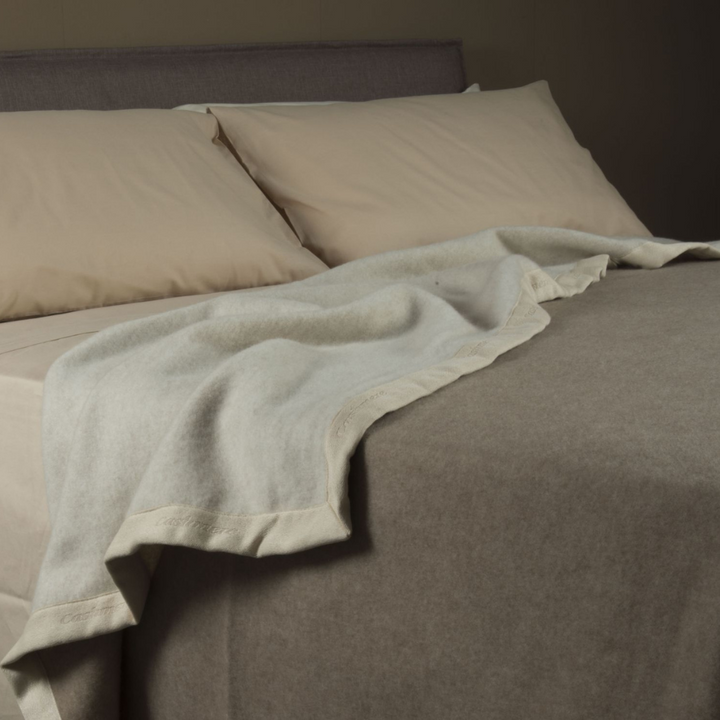 Zenoni & ColombiCoperta In Puro Cashmere Matrimoniale Double Face Beige/Cacao