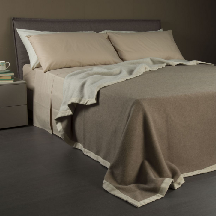 Zenoni & ColombiCoperta In Puro Cashmere Matrimoniale Double Face Beige/Cacao