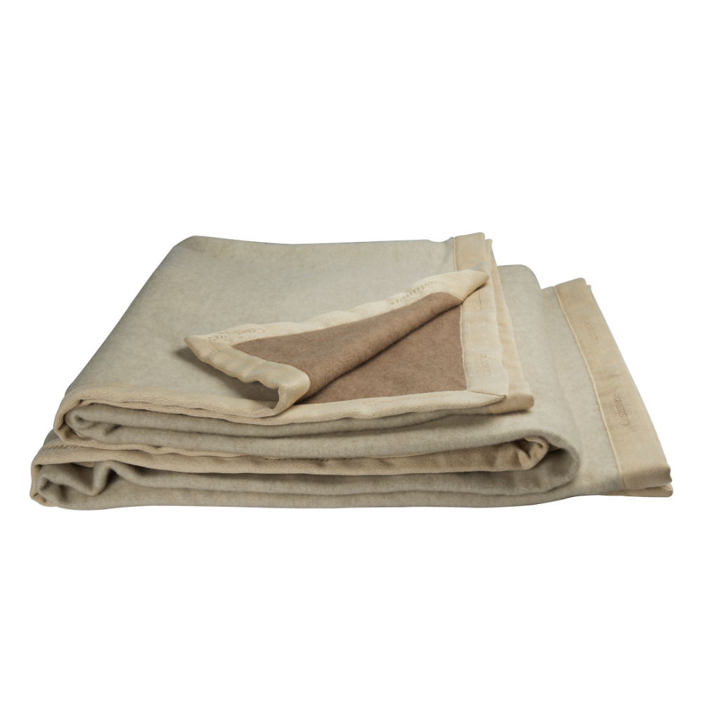 Zenoni & ColombiCoperta in puro Cashmere Matrimoniale Double Face Beige/Cacao