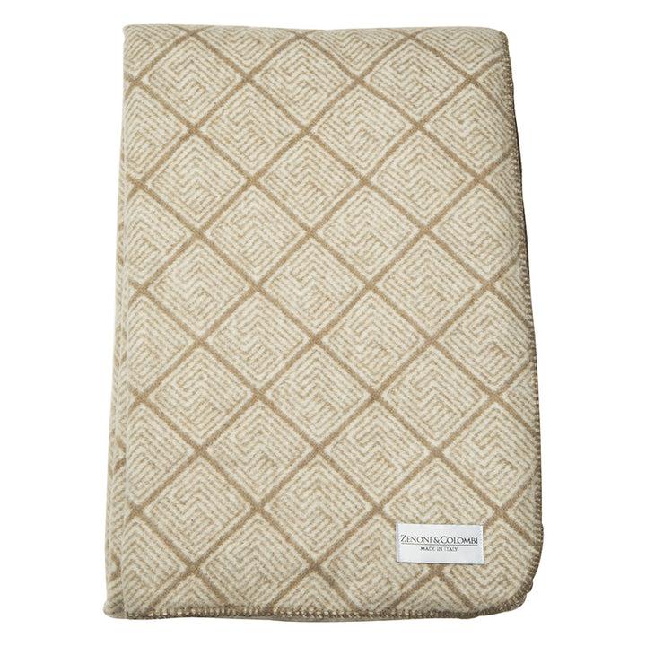 Zenoni & ColombiCoperta Misto Lana Damier Con Disegno Jacquard Beige