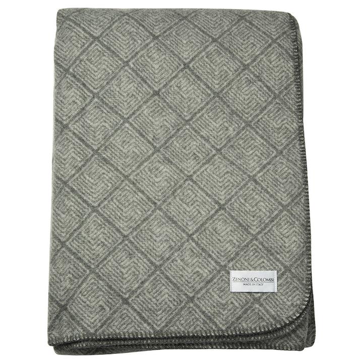 Zenoni & ColombiCoperta Misto Lana Damier Con Disegno Jacquard Grigio