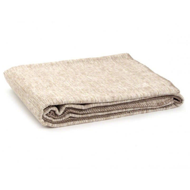 Zenoni & ColombiCoperta Misto Lana Riga Con Disegno Jacquard Beige