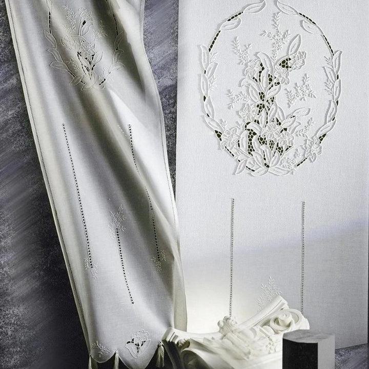 Zenoni & ColombiCoppia Di Tende Ricamate A Mano In Misto Lino Made In Italy Variante Odessa
