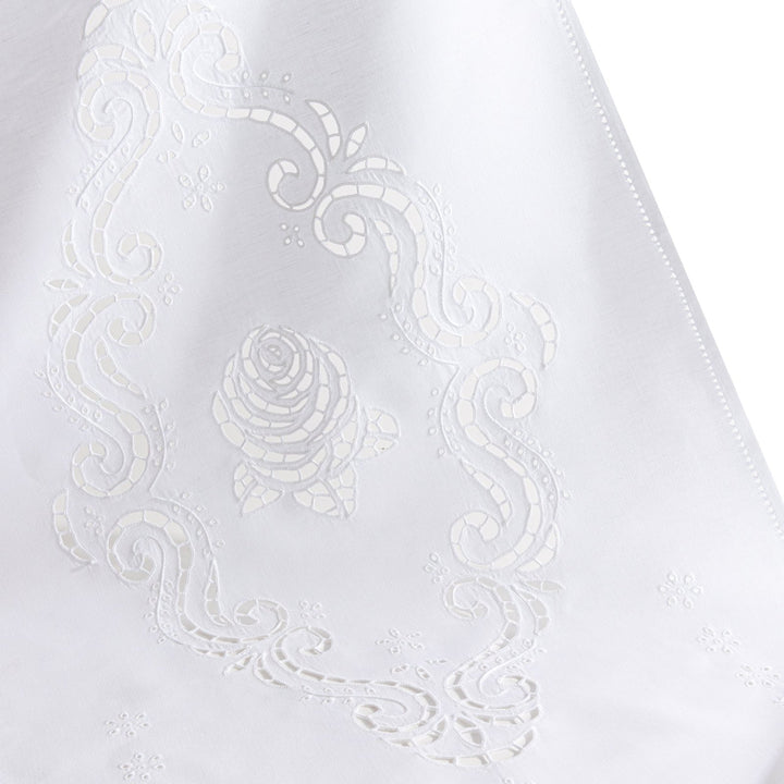 Zenoni & ColombiCoppia Di Tende Ricamate A Mano In Misto Lino Made In Italy Variante Mary's Rose