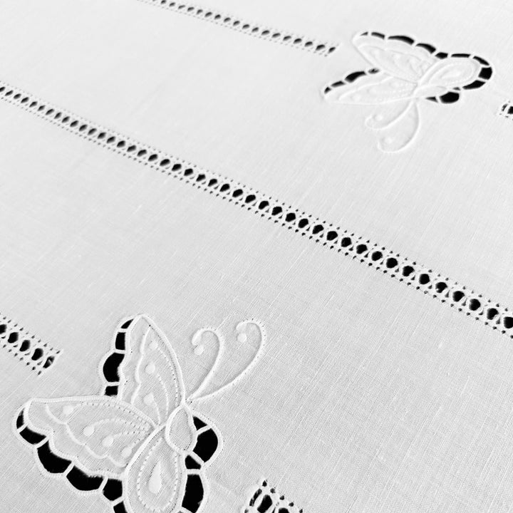 Zenoni & ColombiCoppia Di Tende Ricamate A Mano In Misto Lino Made In Italy Variante Butterfly