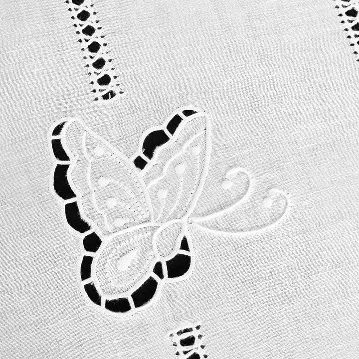 Zenoni & ColombiCoppia Di Tende Ricamate A Mano In Misto Lino Made In Italy Variante Butterfly