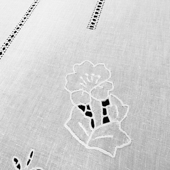 Zenoni & ColombiCoppia Di Tende Ricamate A Mano In Misto Lino Made In Italy Variante Belle Epoque