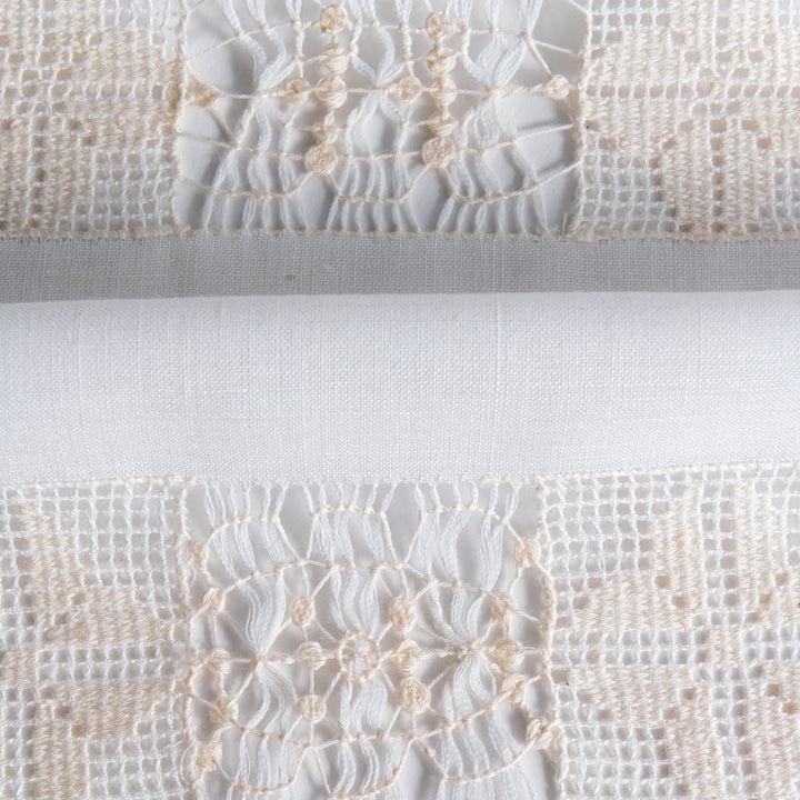 Zenoni & ColombiCoppia Di Tende Ricamate A Mano In Misto Lino Made In Italy Variante Daniela