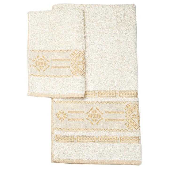 Zenoni & ColombiCoppia Ospite+salvietta In Spugna Jacquard 450 Gr Punto Antico Toscano Senape