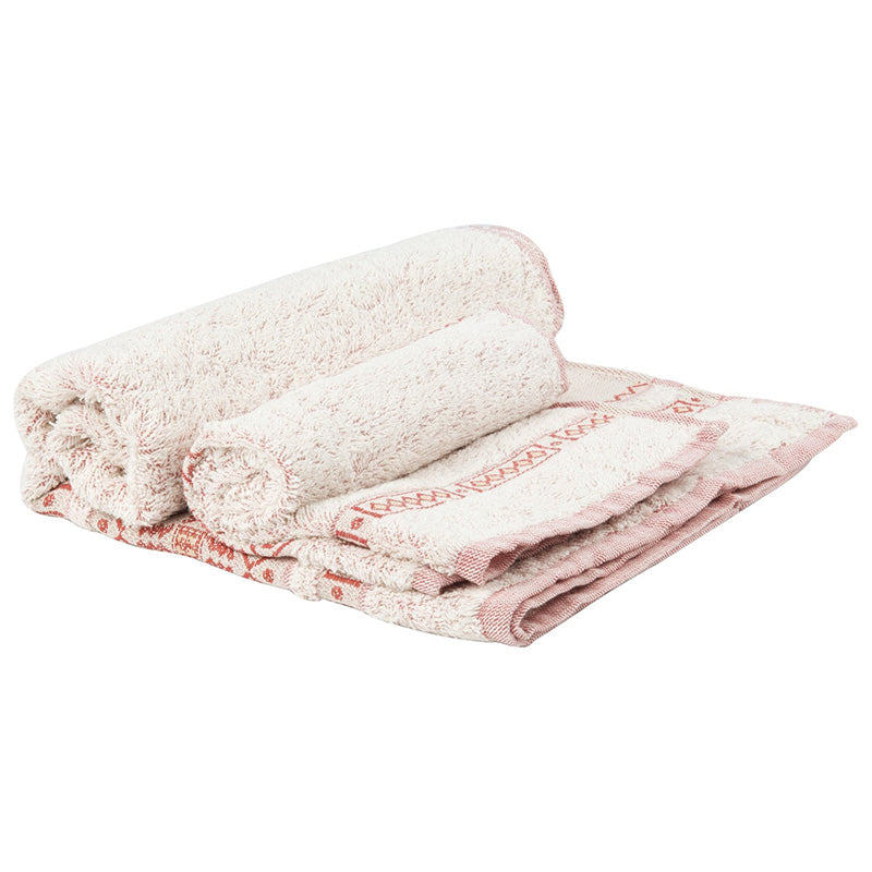 Zenoni & ColombiCoppia ospite+salvietta in spugna jacquard 450 gr Punto Antico Toscano Bordeaux