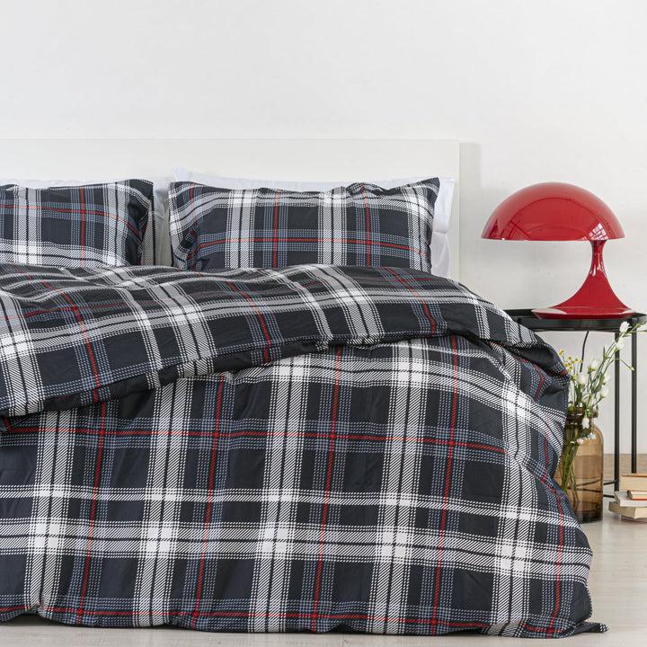 Zenoni & ColombiCopripiumino Cardiff In 100% Raso Di Cotone Stampato Fantasia Tartan Con Federe