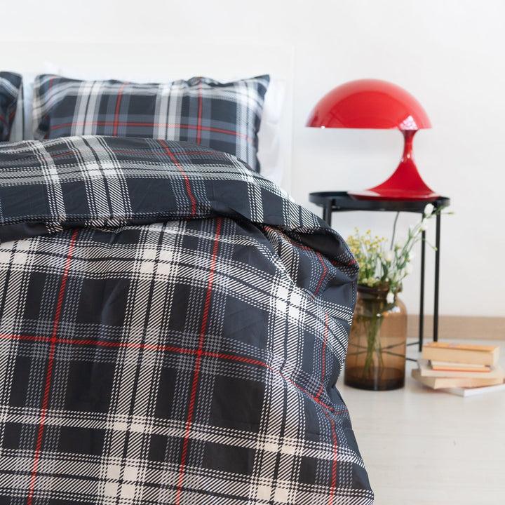 Zenoni & ColombiCopripiumino Cardiff In 100% Raso Di Cotone Stampato Fantasia Tartan Con Federe