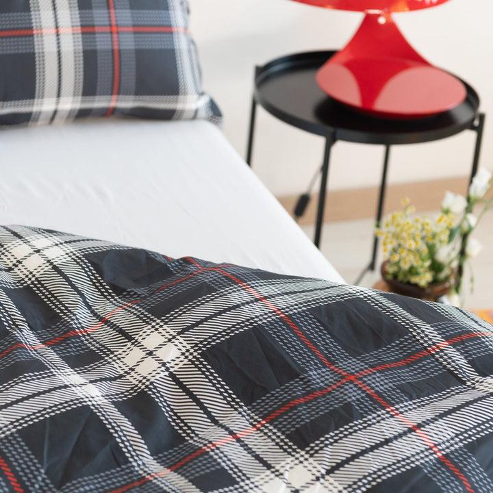Zenoni & ColombiCopripiumino Cardiff In 100% Raso Di Cotone Stampato Fantasia Tartan Con Federe