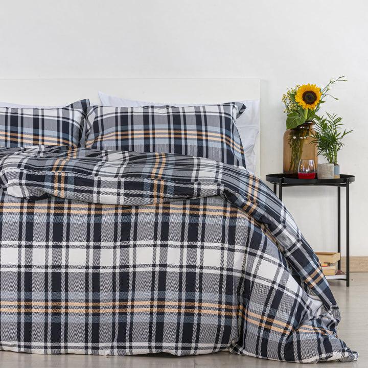 Zenoni & ColombiCopripiumino Chester In 100% Raso Di Cotone Stampato Fantasia Tartan Con Federe