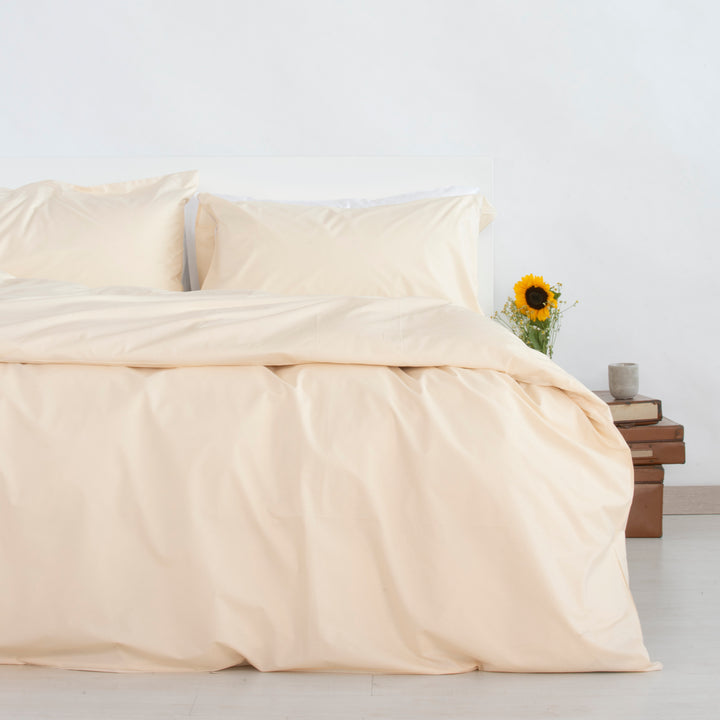 Zenoni & ColombiCopripiumino In 100% Percalle Di Cotone Avorio Con Federe