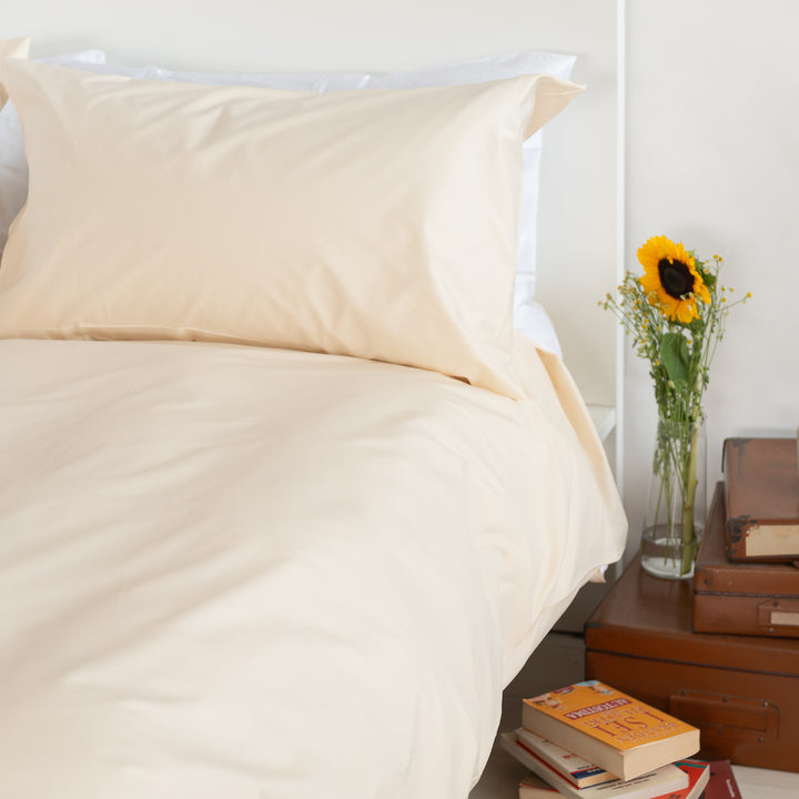 Zenoni & ColombiCopripiumino In 100% Percalle Di Cotone Avorio Con Federe