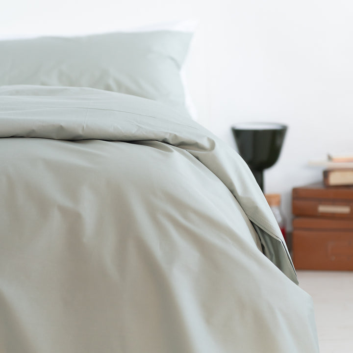 Zenoni & ColombiCopripiumino In 100% Percalle Di Cotone Verde Salvia Con Federe