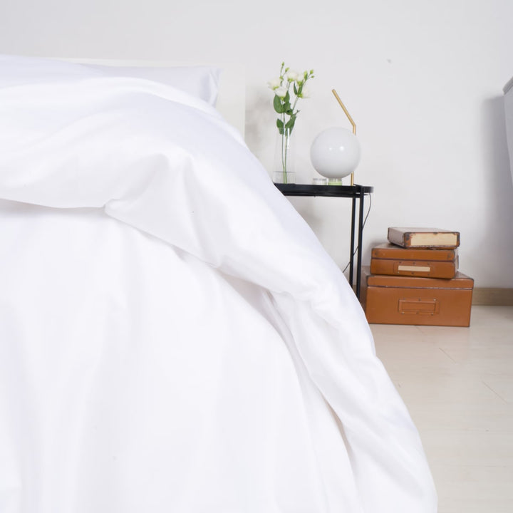 Zenoni & ColombiCopripiumino In 100% Raso Di Cotone Bianco Con Federe