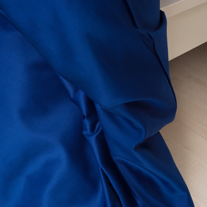 Zenoni & ColombiCopripiumino In 100% Raso Di Cotone Blu Oltremare Con Federe