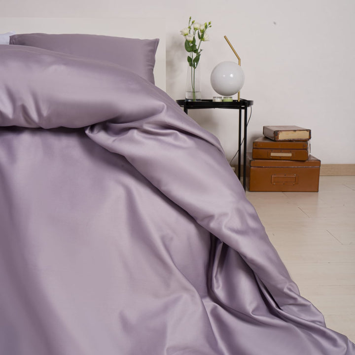 Zenoni & ColombiCopripiumino In 100% Raso Di Cotone Grigio Imperiale Con Federe