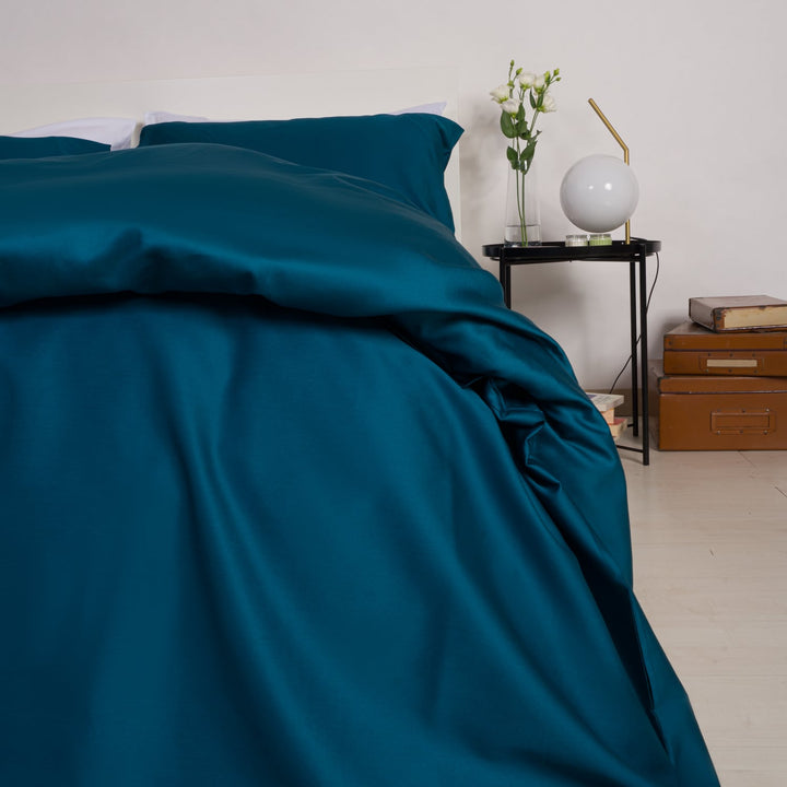 Zenoni & ColombiCopripiumino In 100% Raso Di Cotone Ottanio Con Federe