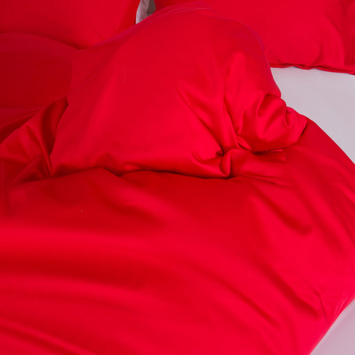 Zenoni & ColombiCopripiumino In 100% Raso Di Cotone Rosso Con Federe