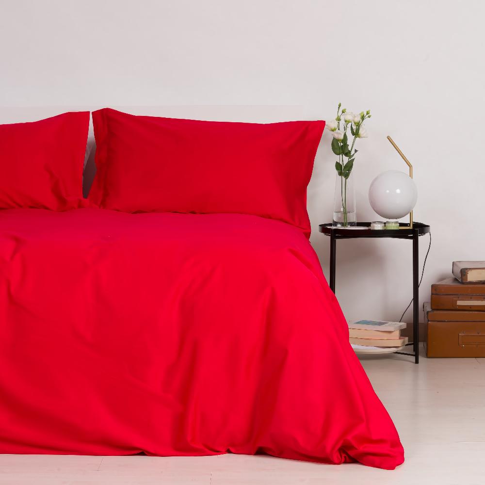 Zenoni & ColombiCopripiumino in 100% Raso di Cotone Rosso con Federe