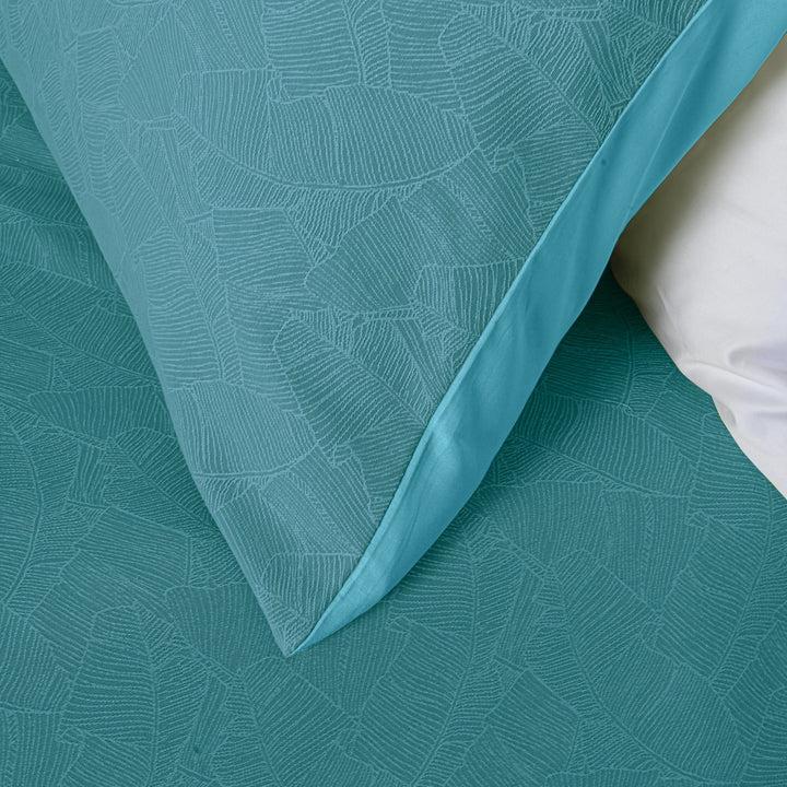 Zenoni & ColombiCopripiumino In Cotone Con Federe Jacquard Giungla Azzurro Acqua