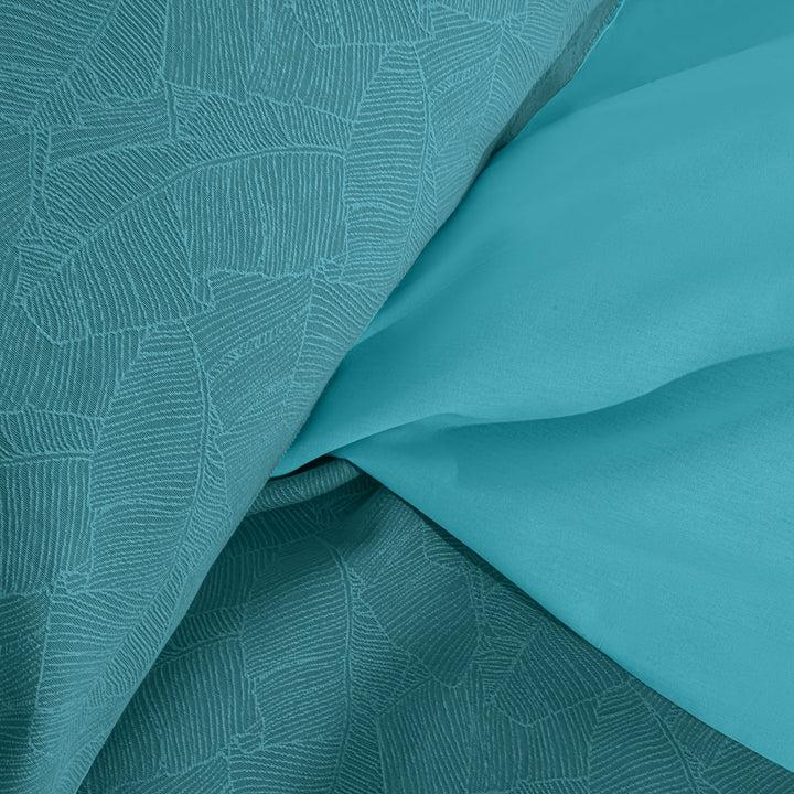 Zenoni & ColombiCopripiumino In Cotone Con Federe Jacquard Giungla Azzurro Acqua