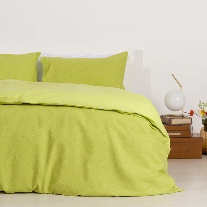 Zenoni & ColombiCopripiumino In Cotone Con Federe Jacquard Giungla Verde Mela