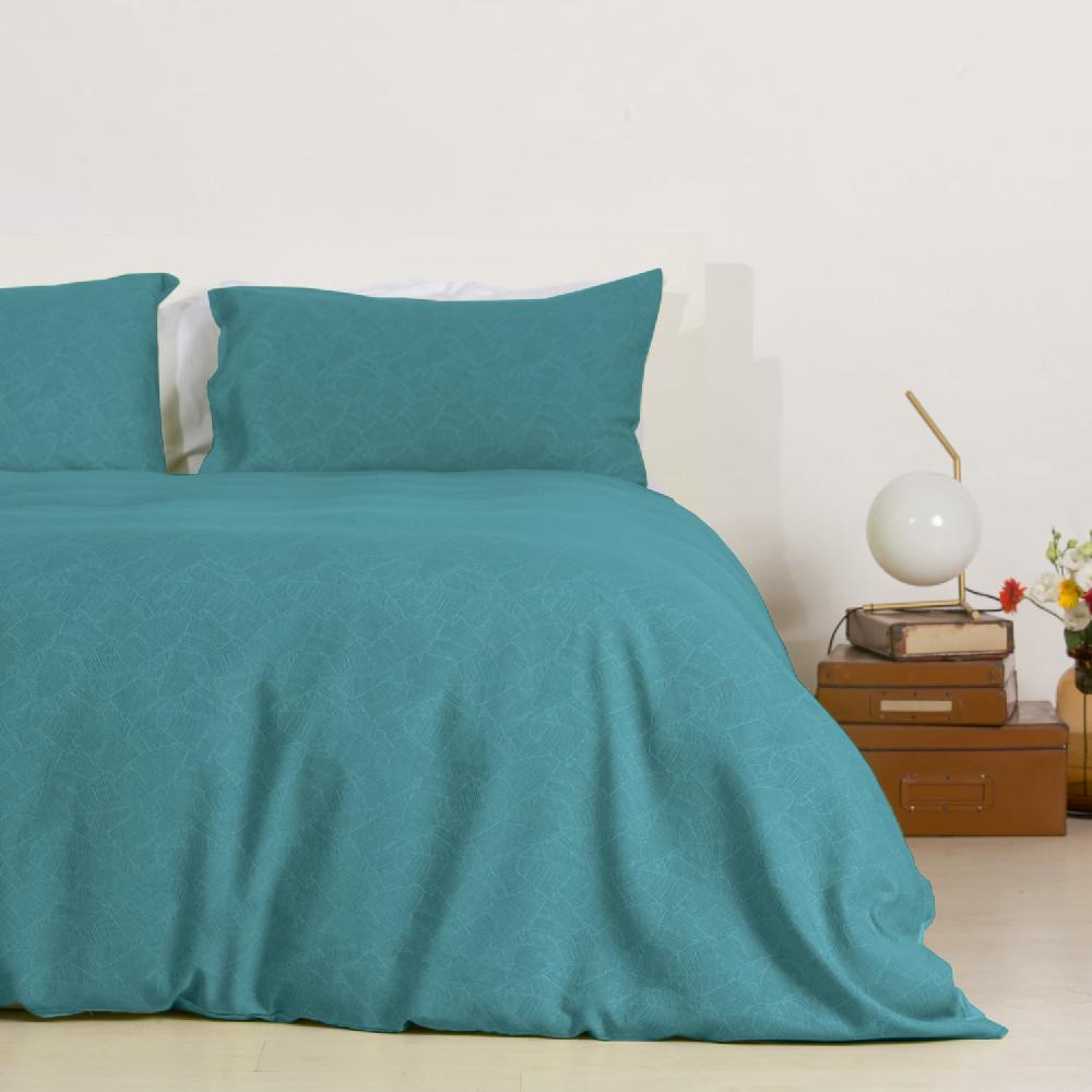 Zenoni & ColombiCopripiumino in cotone con federe Jacquard Giungla Azzurro Acqua