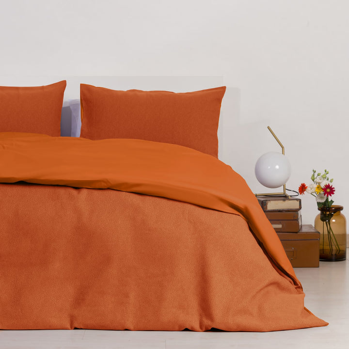 Zenoni & ColombiCopripiumino In Cotone Con Federe Jacquard Keppler Arancio Scuro