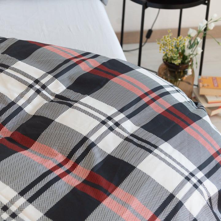 Zenoni & ColombiCopripiumino Liverpool In 100% Raso Di Cotone Stampato Fantasia Tartan Con Federe