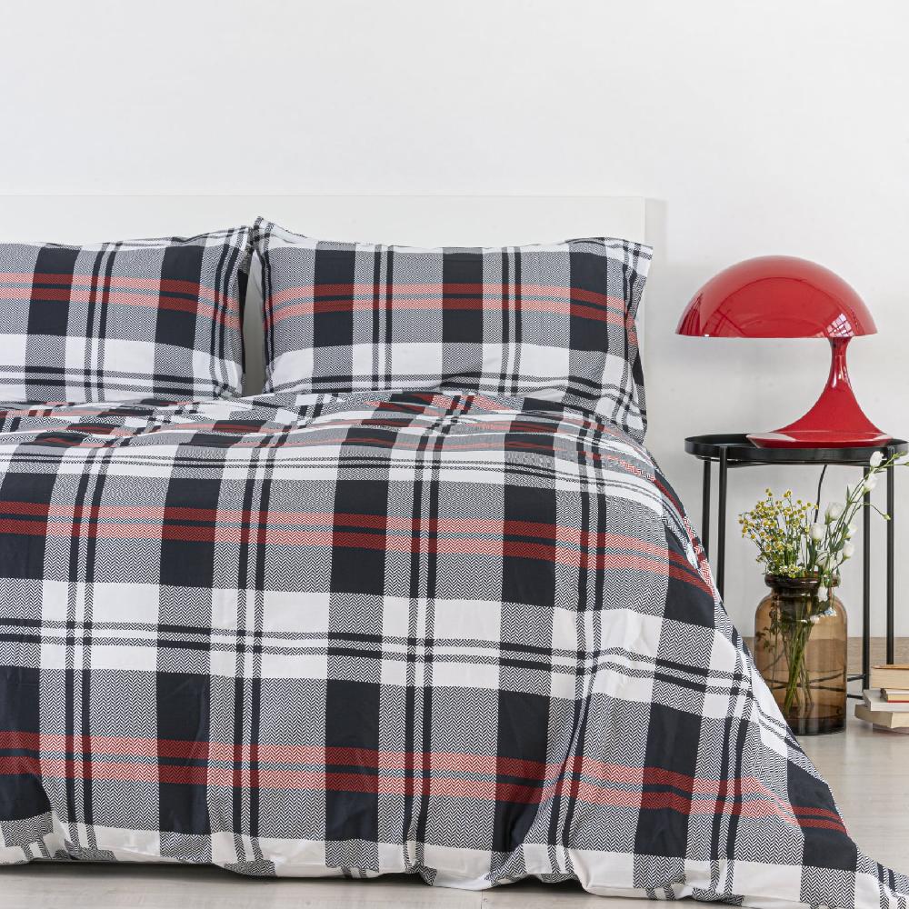 Zenoni & ColombiCopripiumino Liverpool in 100% Raso di Cotone Stampato Fantasia Tartan con Federe